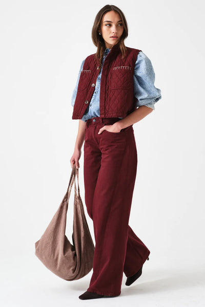 Seventy + Mochi Quilted Pablo Vest in Mulberry