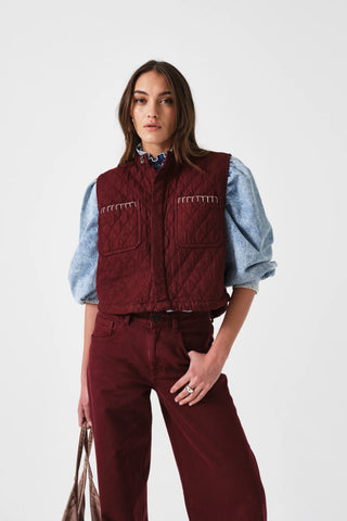Seventy + Mochi Quilted Pablo Vest in Mulberry