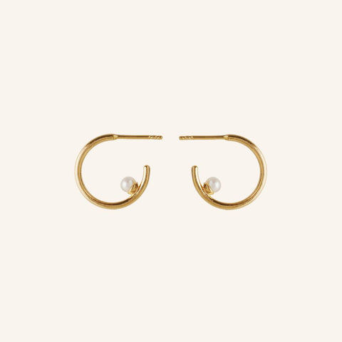Pernille Corydon Pearl Globe Hoop Earrings in Gold