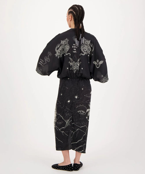 Me369 Sophia Kimono Dress in Black Magic