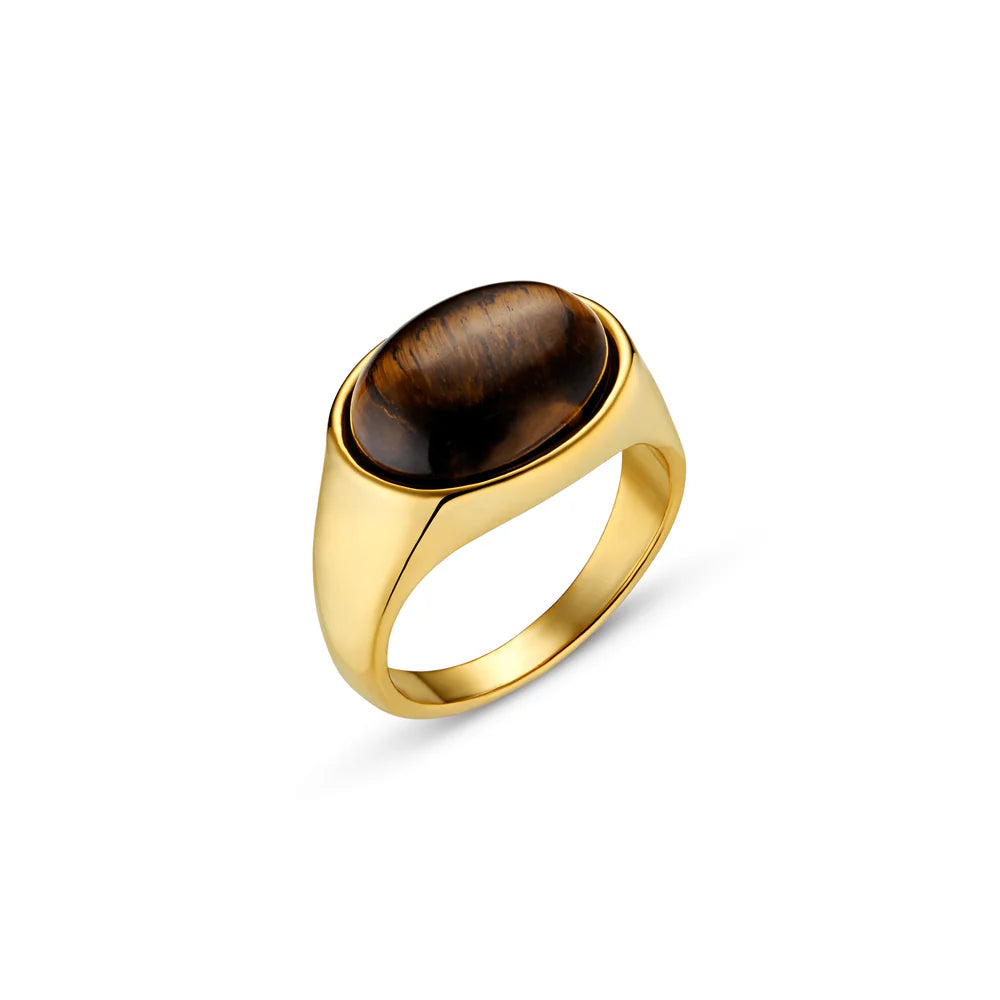 Orelia Semi Precious Tigers Eye Statement Ring