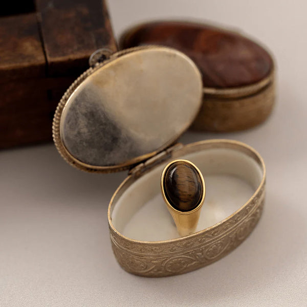 Orelia Semi Precious Tigers Eye Statement Ring