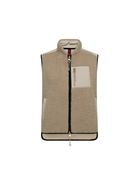 Mos Mosh Rowe Eli Teddy Vest in Feather Grey