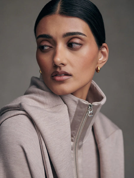 Varley Roxbury Zip Through in Taupe Marl