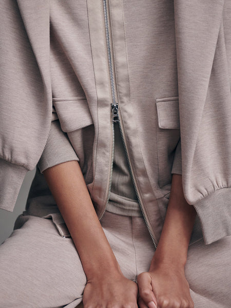 Varley Roxbury Zip Through in Taupe Marl