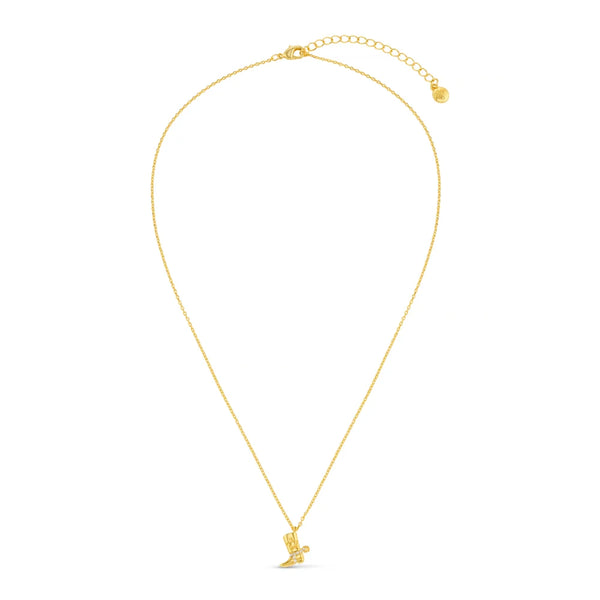 Orelia Cowboy Boot Charm Necklace in Gold ORE40506