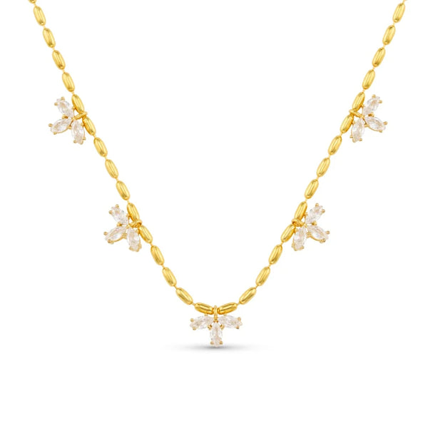 Orelia Crystal Marquise Multi Drop Necklace in Gold ORE40859