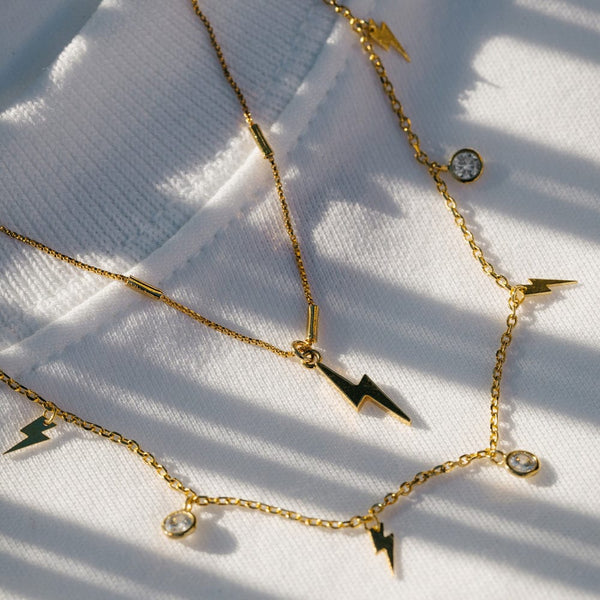 Orelia Metal Lightning Charm Necklace in Gold ORE40030
