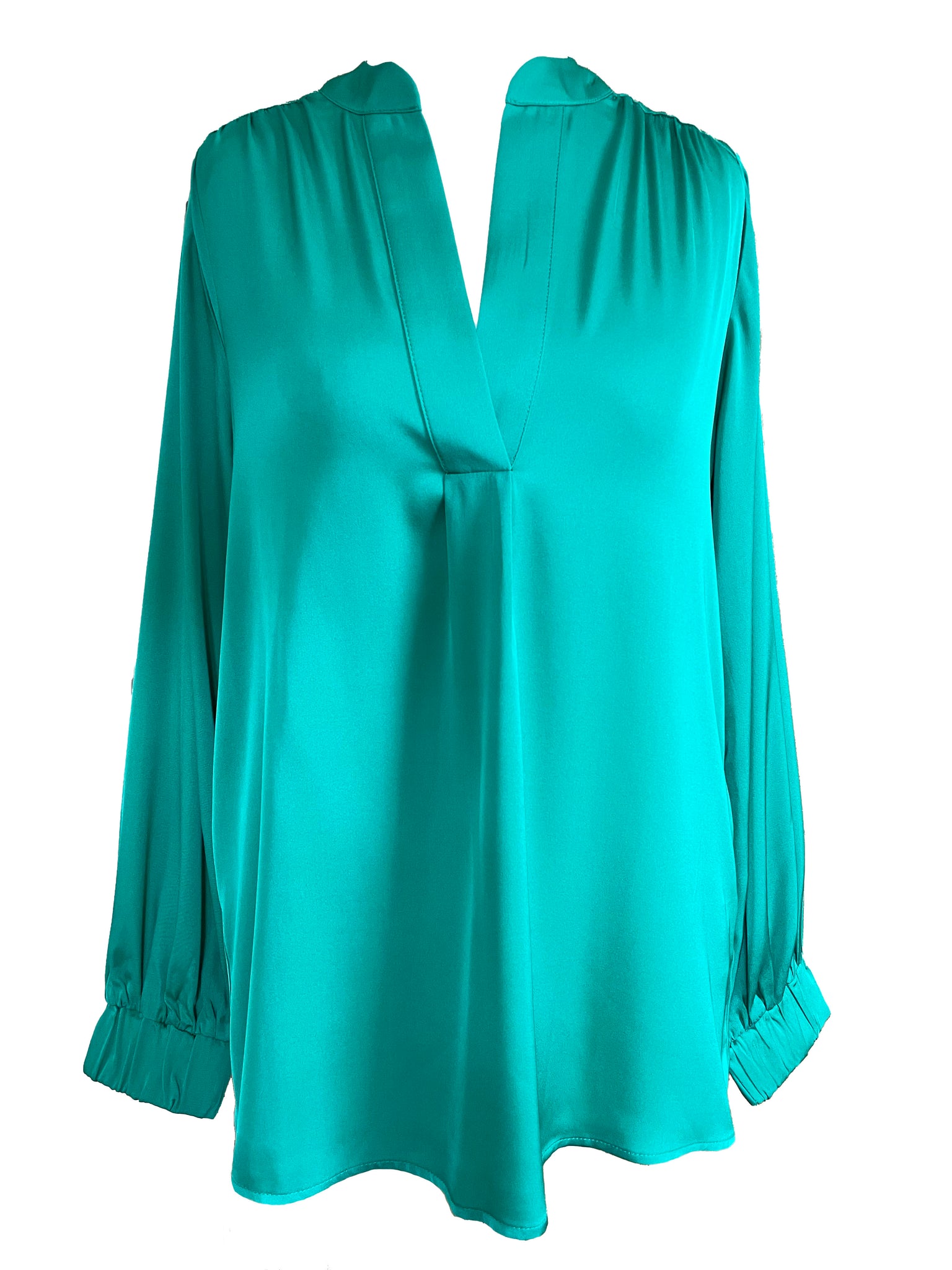 Silk95Five Madras Silk Blouse in Holiday Green