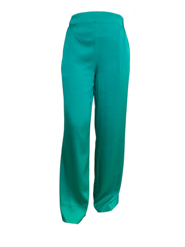 Silk95Five Amalfi Silk Trousers in Holiday Green