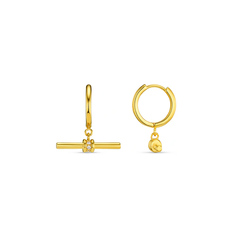 Orelia Crystal Detail T Bar Hoop Earrings in Gold ORE31577