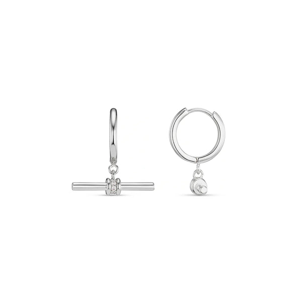 Orelia Crystal T Bar Hoops Earrings in Silver ORE31636