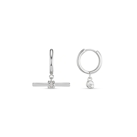 Orelia Crystal T Bar Hoops Earrings in Silver ORE31636