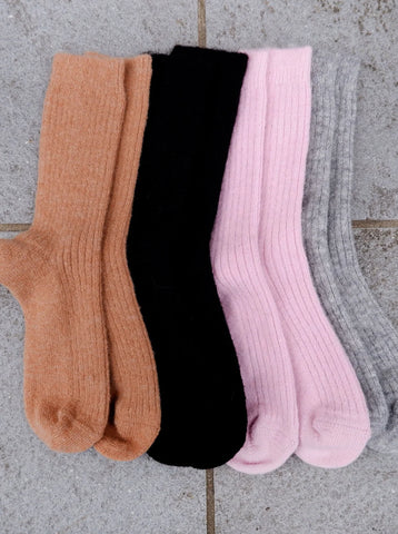 Black Colour Alpaca Socks in Grey