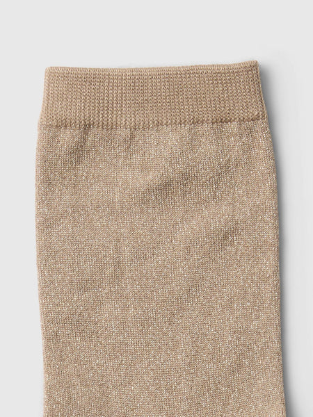 Selected Femme Knitted Glitter Sock - Pure Cashmere Beige textured sock on a light gray background