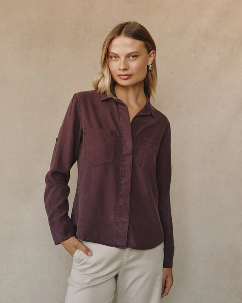 Bella Dahl Split Back Shirt in Pinot Noir