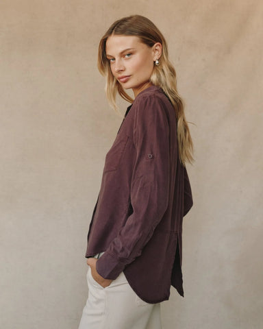 Bella Dahl Split Back Shirt in Pinot Noir