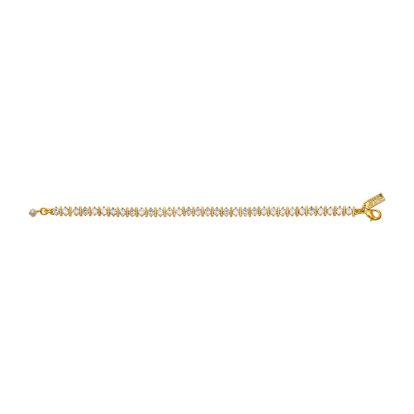 Talis Chains Straight Ridged Tennis Bracelet- Gold Gold bracelet on a white background