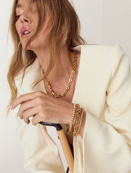 Talis Chains Straight Ridged Tennis Bracelet- Gold