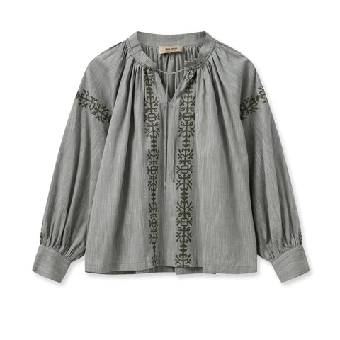 Mos Mosh Tessa Embroidery Shirt in Burnt Olive