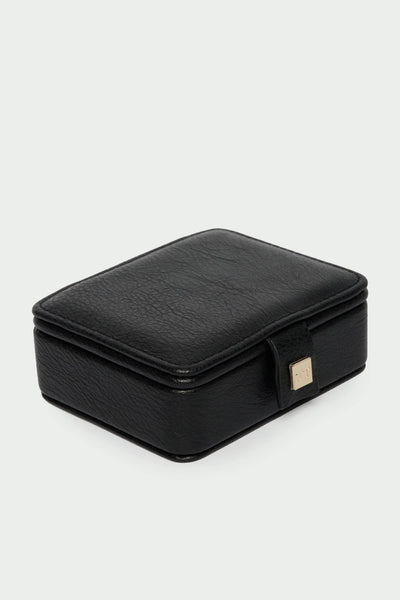 Tutti Tide Mini Jewellery Box Black jewelry box with a gold logo on a white background