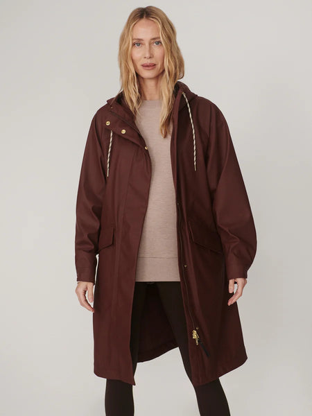 Varley Tovera Long Rain Jacket in Mahogany