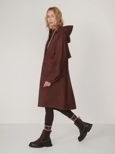 Varley Tovera Long Rain Jacket in Mahogany