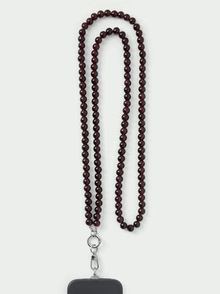 Tutti Refine Long Bead Phone Lanyard in Burgundy Glass