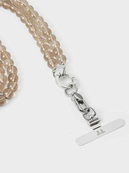 Tutti Ritual Long Bead Phone Lanyard in Smokey Quartz Glass