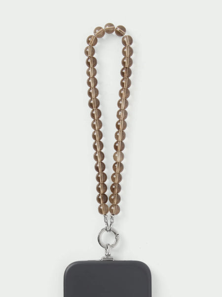 Tutti Ritual Short Bead Phone Lanyard in Smokey Quartz Glass