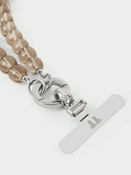 Tutti Ritual Short Bead Phone Lanyard in Smokey Quartz Glass