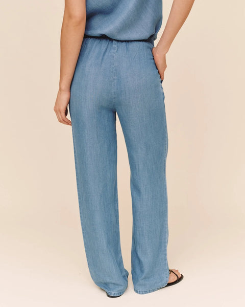 Bella Dahl Wide Leg Drawstring Trouser in Indigo Harbour Wash