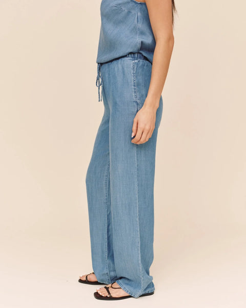 Bella Dahl Wide Leg Drawstring Trouser in Indigo Harbour Wash