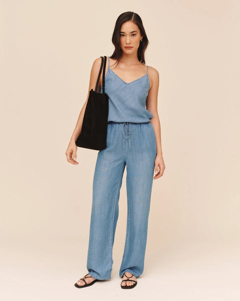 Bella Dahl Wide Leg Drawstring Trouser in Indigo Harbour Wash