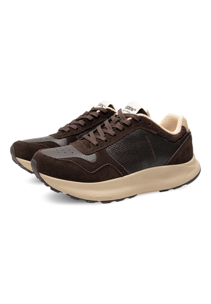 Woden Mathilde Runner Leather Trainer in Chocolate
