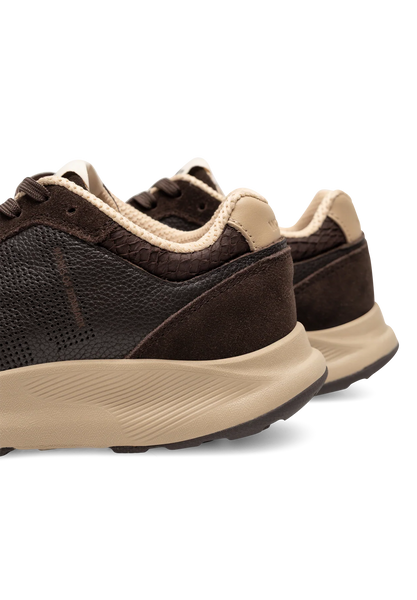 Woden Mathilde Runner Leather Trainer in Chocolate