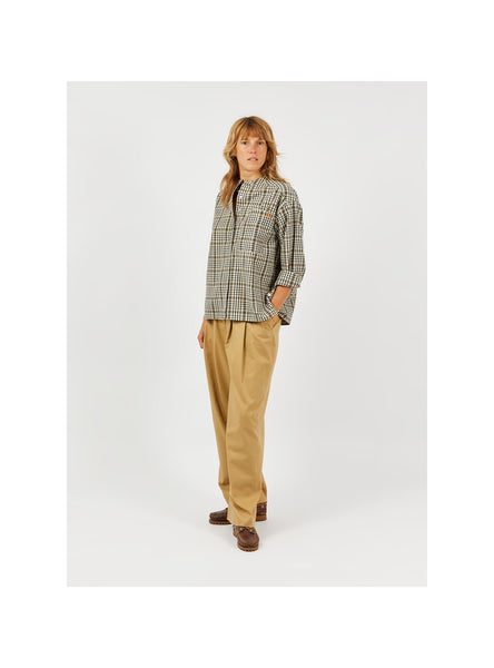 Arsene et Les Pipelettes Plaid Blouse in Green H26WB04