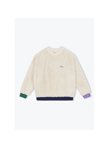 Arsene et Les Pipelettes Tricolour Sherpa Sweatshirt in Beige H26WS80