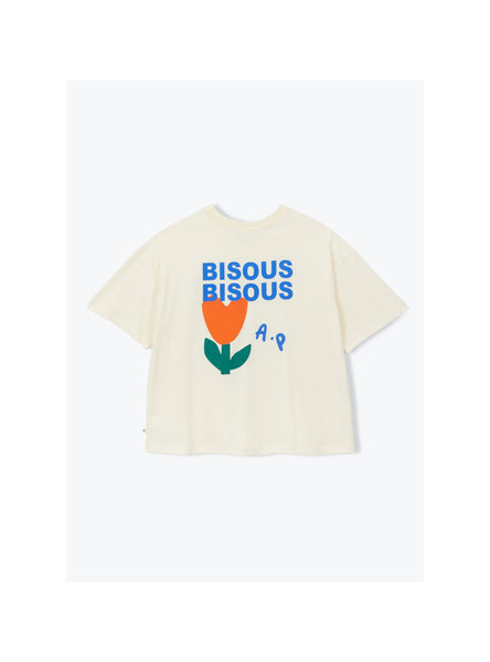 Arsene et Les Pipelettes Kisses T-Shirt in Ecru H26WT13