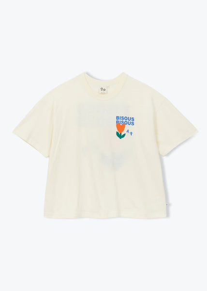 Arsene et Les Pipelettes Kisses T-Shirt in Ecru H26WT13