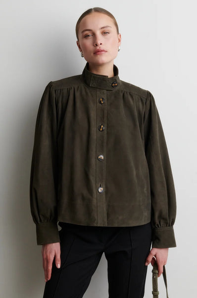 Second Female Zonie Suede Jacket in Black Olive
