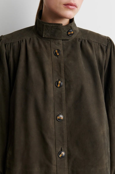 Second Female Zonie Suede Jacket in Black Olive
