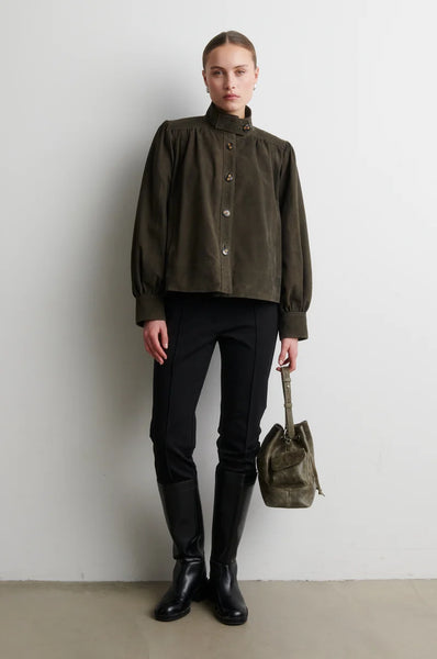 Second Female Zonie Suede Jacket in Black Olive