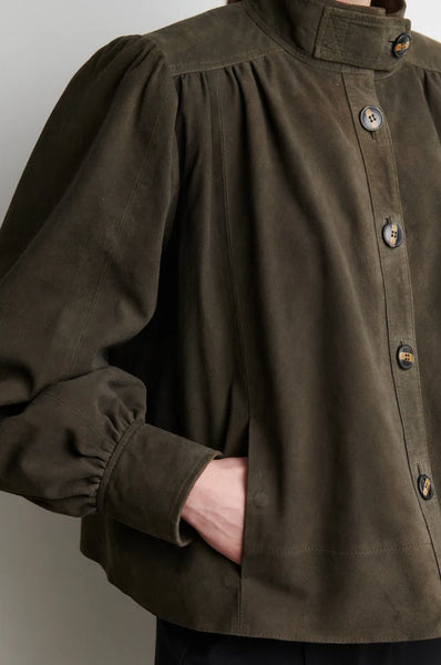 Second Female Zonie Suede Jacket in Black Olive