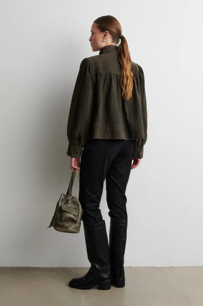 Second Female Zonie Suede Jacket in Black Olive
