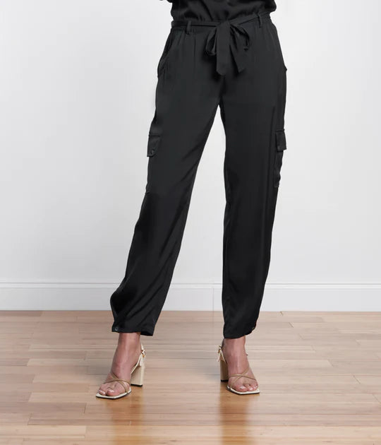 Silk95Five Jordan Cargo Silk Trousers in Black 17005