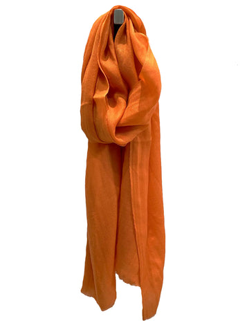 Ochre Cashmere and Fine Wool Blend Wrap Scarf in Orange Crush FW06P
