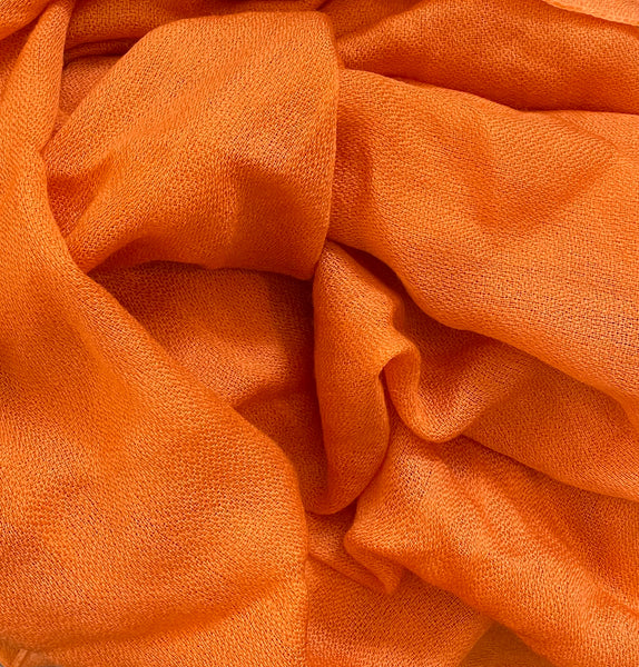 Ochre Cashmere and Fine Wool Blend Wrap Scarf in Orange Crush FW06P