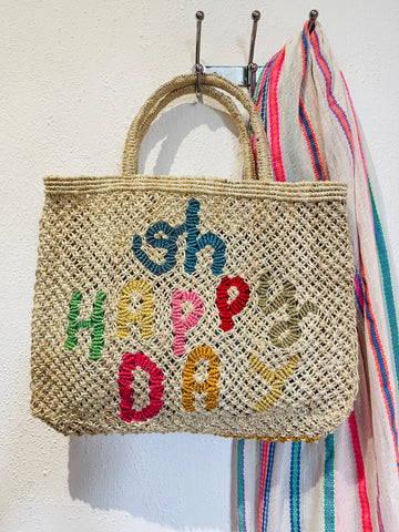 The Jacksons Oh Happy Day Small Jute Bag in Natural