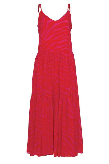 Poppyfield Dina Dress in Safari Pink Red